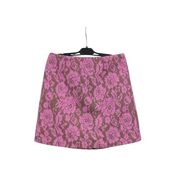 CeCe Pink Floral Lace Mini Skirt | Lined | Feminine Party Skirt - Picture 2 of 6